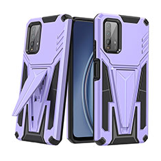 Silikon Hülle Handyhülle und Kunststoff Schutzhülle Hartschalen Tasche mit Ständer MQ1 für Xiaomi Redmi 9T 4G Violett