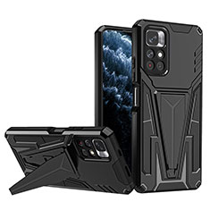 Silikon Hülle Handyhülle und Kunststoff Schutzhülle Hartschalen Tasche mit Ständer MQ1 für Xiaomi Redmi Note 11T 5G Schwarz