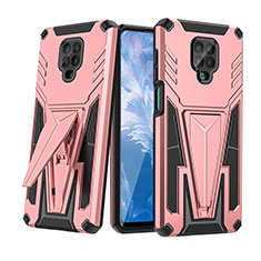 Silikon Hülle Handyhülle und Kunststoff Schutzhülle Hartschalen Tasche mit Ständer MQ1 für Xiaomi Redmi Note 9S Rosegold