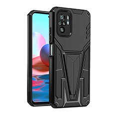 Silikon Hülle Handyhülle und Kunststoff Schutzhülle Hartschalen Tasche mit Ständer MQ2 für Xiaomi Redmi Note 11 SE India 4G Schwarz