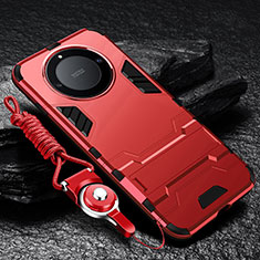 Silikon Hülle Handyhülle und Kunststoff Schutzhülle Hartschalen Tasche mit Ständer R01 für Huawei Honor Magic6 Lite 5G Rot