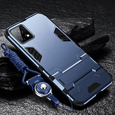 Silikon Hülle Handyhülle und Kunststoff Schutzhülle Hartschalen Tasche mit Ständer R01 für Vivo Y31s 5G Blau