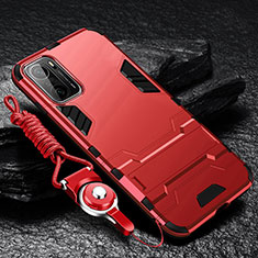 Silikon Hülle Handyhülle und Kunststoff Schutzhülle Hartschalen Tasche mit Ständer R01 für Xiaomi Mi 11i 5G Rot