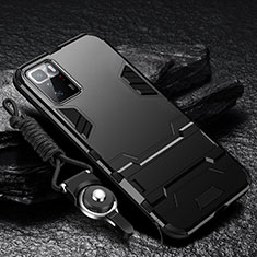 Silikon Hülle Handyhülle und Kunststoff Schutzhülle Hartschalen Tasche mit Ständer R01 für Xiaomi Redmi Note 10 Pro 5G Schwarz