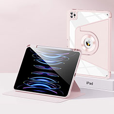 Silikon Hülle Handyhülle und Kunststoff Schutzhülle Hartschalen Tasche mit Ständer S01 für Apple iPad Pro 12.9 (2020) Rosegold