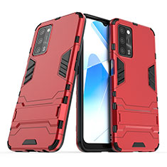 Silikon Hülle Handyhülle und Kunststoff Schutzhülle Hartschalen Tasche mit Ständer T01 für Oppo A56 5G Rot