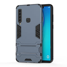 Silikon Hülle Handyhülle und Kunststoff Schutzhülle Hartschalen Tasche mit Ständer T01 für Samsung Galaxy A9 Star Pro Blau