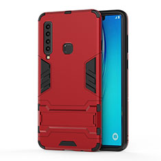 Silikon Hülle Handyhülle und Kunststoff Schutzhülle Hartschalen Tasche mit Ständer T01 für Samsung Galaxy A9 Star Pro Rot