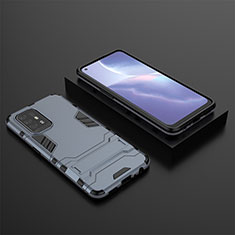 Silikon Hülle Handyhülle und Kunststoff Schutzhülle Hartschalen Tasche mit Ständer T02 für Oppo F19 Pro+ Plus 5G Blau