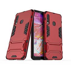 Silikon Hülle Handyhülle und Kunststoff Schutzhülle Hartschalen Tasche mit Ständer T02 für Samsung Galaxy A70E Rot