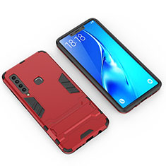 Silikon Hülle Handyhülle und Kunststoff Schutzhülle Hartschalen Tasche mit Ständer T02 für Samsung Galaxy A9 (2018) A920 Rot