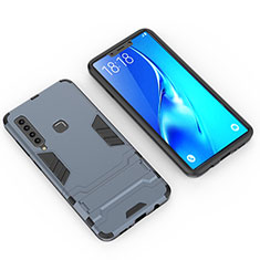 Silikon Hülle Handyhülle und Kunststoff Schutzhülle Hartschalen Tasche mit Ständer T02 für Samsung Galaxy A9 Star Pro Blau