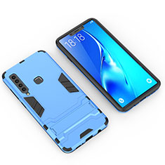 Silikon Hülle Handyhülle und Kunststoff Schutzhülle Hartschalen Tasche mit Ständer T02 für Samsung Galaxy A9s Hellblau