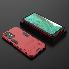 Silikon Hülle Handyhülle und Kunststoff Schutzhülle Hartschalen Tasche mit Ständer T03 für Samsung Galaxy A32 5G Rot
