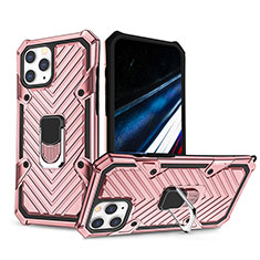 Silikon Hülle Handyhülle und Kunststoff Schutzhülle Hartschalen Tasche mit Ständer YF1 für Apple iPhone 13 Pro Max Pink