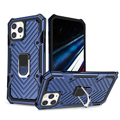 Silikon Hülle Handyhülle und Kunststoff Schutzhülle Hartschalen Tasche mit Ständer YF1 für Apple iPhone 14 Pro Max Blau