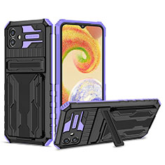 Silikon Hülle Handyhülle und Kunststoff Schutzhülle Hartschalen Tasche mit Ständer YF1 für Samsung Galaxy A04 4G Violett