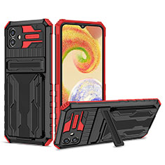 Silikon Hülle Handyhülle und Kunststoff Schutzhülle Hartschalen Tasche mit Ständer YF1 für Samsung Galaxy A04E Rot