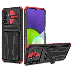 Silikon Hülle Handyhülle und Kunststoff Schutzhülle Hartschalen Tasche mit Ständer YF1 für Samsung Galaxy A04s Rot