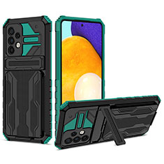 Silikon Hülle Handyhülle und Kunststoff Schutzhülle Hartschalen Tasche mit Ständer YF1 für Samsung Galaxy A52 4G Grün