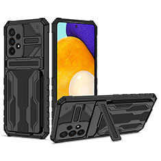 Silikon Hülle Handyhülle und Kunststoff Schutzhülle Hartschalen Tasche mit Ständer YF1 für Samsung Galaxy A53 5G Schwarz