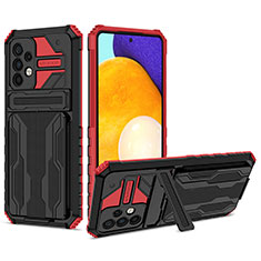 Silikon Hülle Handyhülle und Kunststoff Schutzhülle Hartschalen Tasche mit Ständer YF1 für Samsung Galaxy A72 4G Rot