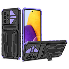 Silikon Hülle Handyhülle und Kunststoff Schutzhülle Hartschalen Tasche mit Ständer YF1 für Samsung Galaxy A73 5G Violett