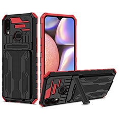 Silikon Hülle Handyhülle und Kunststoff Schutzhülle Hartschalen Tasche mit Ständer YF1 für Samsung Galaxy M01s Rot