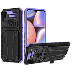 Silikon Hülle Handyhülle und Kunststoff Schutzhülle Hartschalen Tasche mit Ständer YF1 für Samsung Galaxy M01s Violett