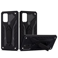 Silikon Hülle Handyhülle und Kunststoff Schutzhülle Hartschalen Tasche mit Ständer YF1 für Samsung Galaxy S20 Schwarz