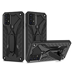 Silikon Hülle Handyhülle und Kunststoff Schutzhülle Hartschalen Tasche mit Ständer YF2 für Samsung Galaxy A52 4G Schwarz