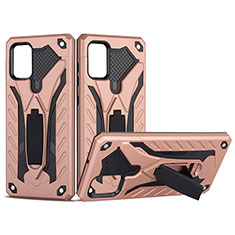 Silikon Hülle Handyhülle und Kunststoff Schutzhülle Hartschalen Tasche mit Ständer YF2 für Samsung Galaxy A71 5G Rosegold