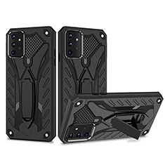 Silikon Hülle Handyhülle und Kunststoff Schutzhülle Hartschalen Tasche mit Ständer YF2 für Samsung Galaxy A72 4G Schwarz