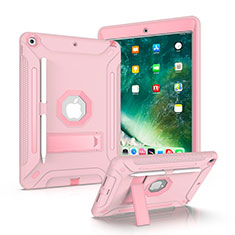 Silikon Hülle Handyhülle und Kunststoff Schutzhülle Hartschalen Tasche mit Ständer YJ1 für Apple iPad 10.2 (2021) Rosa