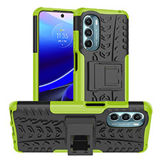 Silikon Hülle Handyhülle und Kunststoff Schutzhülle Hartschalen Tasche mit Ständer Z01 für Motorola Moto G Stylus (2022) 5G Grün