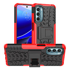 Silikon Hülle Handyhülle und Kunststoff Schutzhülle Hartschalen Tasche mit Ständer Z01 für Motorola Moto G Stylus (2022) 5G Rot