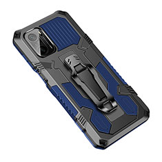 Silikon Hülle Handyhülle und Kunststoff Schutzhülle Hartschalen Tasche mit Ständer ZJ2 für Xiaomi Mi 11i 5G Blau