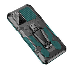 Silikon Hülle Handyhülle und Kunststoff Schutzhülle Hartschalen Tasche mit Ständer ZJ2 für Xiaomi Mi 11i 5G Grün