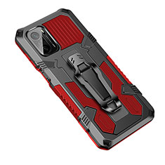 Silikon Hülle Handyhülle und Kunststoff Schutzhülle Hartschalen Tasche mit Ständer ZJ2 für Xiaomi Mi 11i 5G Rot