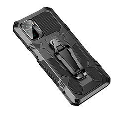 Silikon Hülle Handyhülle und Kunststoff Schutzhülle Hartschalen Tasche mit Ständer ZJ2 für Xiaomi Redmi Note 10 4G Schwarz