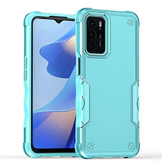 Silikon Hülle Handyhülle und Kunststoff Schutzhülle Hartschalen Tasche QW1 für Oppo A16 Hellblau