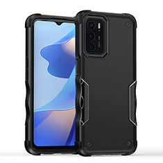 Silikon Hülle Handyhülle und Kunststoff Schutzhülle Hartschalen Tasche QW1 für Oppo A16 Schwarz