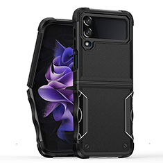 Silikon Hülle Handyhülle und Kunststoff Schutzhülle Hartschalen Tasche QW1 für Samsung Galaxy Z Flip4 5G Schwarz