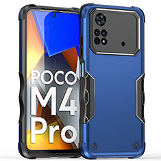 Silikon Hülle Handyhülle und Kunststoff Schutzhülle Hartschalen Tasche QW1 für Xiaomi Poco M4 Pro 4G Blau