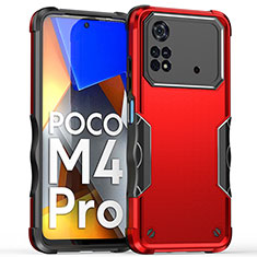 Silikon Hülle Handyhülle und Kunststoff Schutzhülle Hartschalen Tasche QW1 für Xiaomi Poco M4 Pro 4G Rot