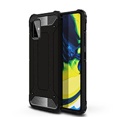 Silikon Hülle Handyhülle und Kunststoff Schutzhülle Hartschalen Tasche U01 für Samsung Galaxy A71 5G Schwarz