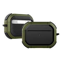 Silikon Hülle Handyhülle und Kunststoff Schutzhülle Hartschalen Tasche U03 für Apple AirPods Pro Armee-Grün