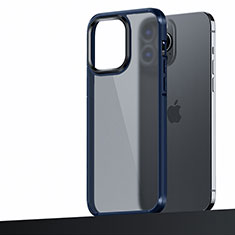 Silikon Hülle Handyhülle und Kunststoff Schutzhülle Hartschalen Tasche U04 für Apple iPhone 14 Pro Max Blau