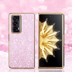 Silikon Hülle Handyhülle und Kunststoff Schutzhülle Hartschalen Tasche Vorder und Rückseite 360 Grad Ganzkörper Bling-Bling für Huawei Honor Magic V2 5G Rosegold