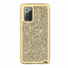 Silikon Hülle Handyhülle und Kunststoff Schutzhülle Hartschalen Tasche Vorder und Rückseite 360 Grad Ganzkörper Bling-Bling für Samsung Galaxy Note 20 5G Gold